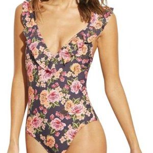 Xhilaration Ruffle Neck One Piece Swimsuit